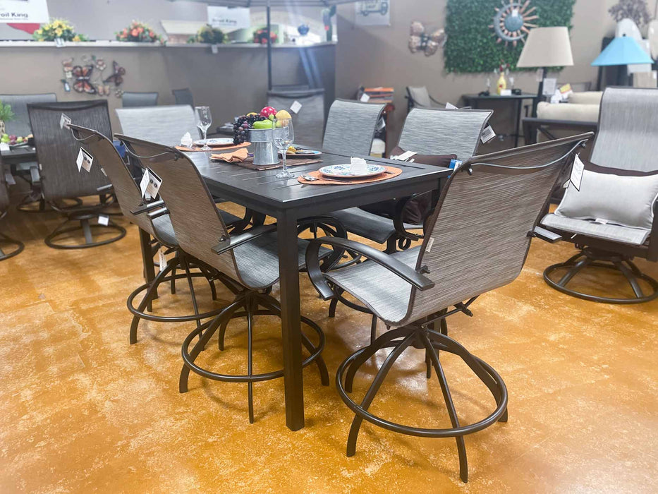 Homecrest Outdoor Living Harbor Table & Swivel Rocker Chairs - Local Showroom