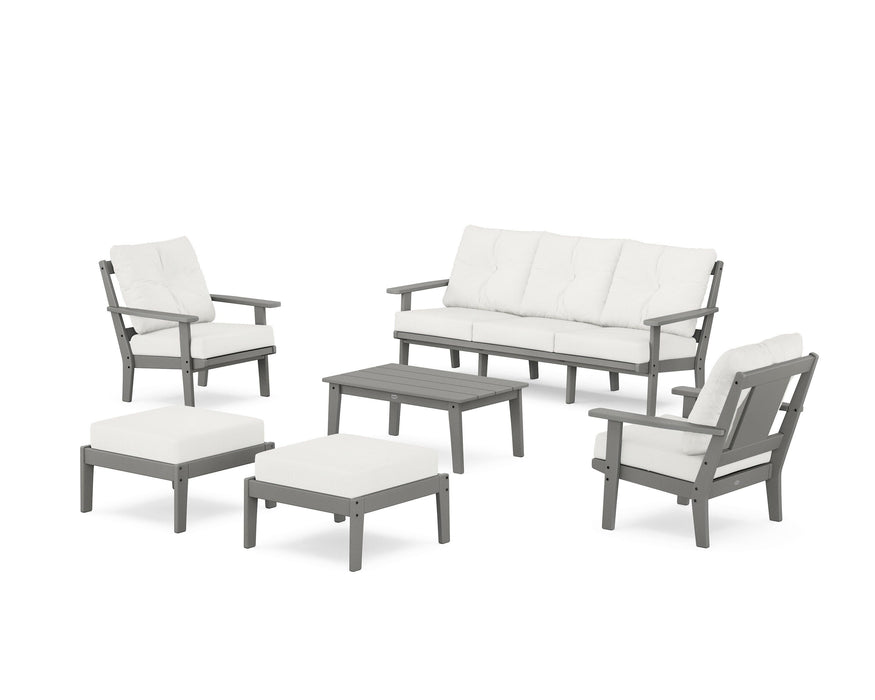 POLYWOOD Prairie 6-Piece Lounge Sofa Set in Slate Grey / Natural Linen