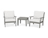 POLYWOOD Braxton 3-Piece Deep Seating Set in Slate Grey / Natural Linen