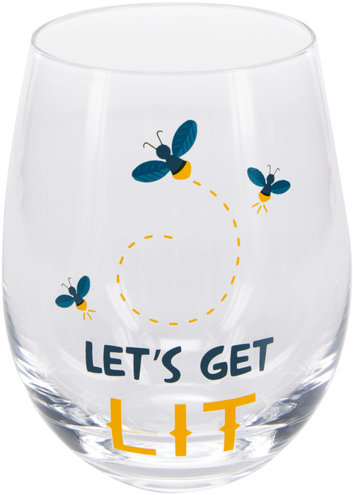 Get Lit  18 oz Stemless Wine Glass