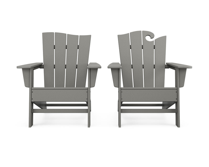 POLYWOOD Wave 2-Piece Adirondack Set with The Wave Chair Left in Slate Grey
