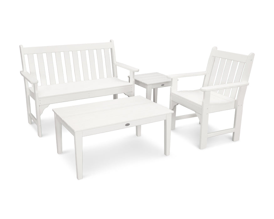 POLYWOOD Vineyard 4-Piece Bench Seating Set in White