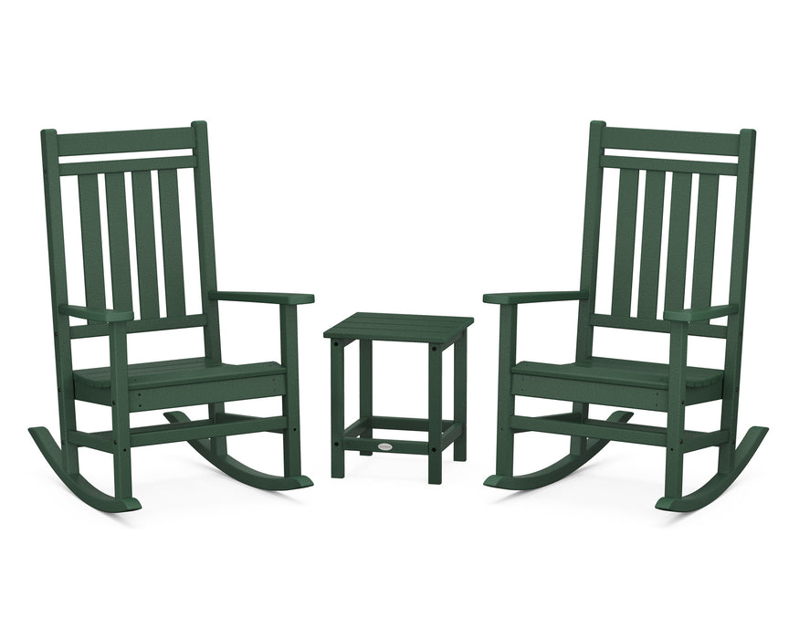 POLYWOOD Estate 3-Piece Rocking Chair Set with Long Island 18" Side Table in Green
