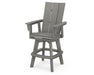 POLYWOOD Modern Curveback Adirondack Swivel Bar Chair in Slate Grey