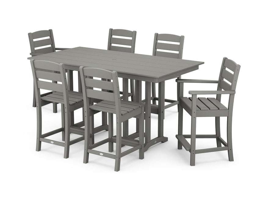 POLYWOOD Lakeside 7-Piece Counter Set in Slate Grey