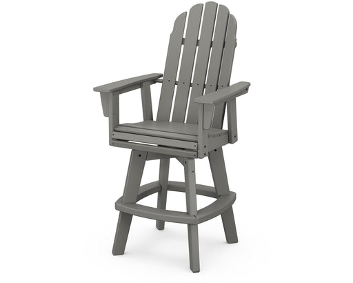 POLYWOOD Vineyard Curveback Adirondack Swivel Bar Chair in Slate Grey