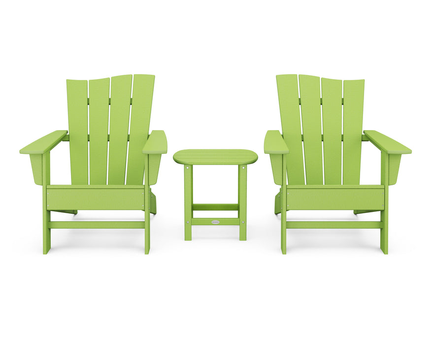 POLYWOOD Wave 3-Piece Adirondack Chair Set in Lime