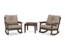 POLYWOOD Vineyard 3-Piece Deep Seating Rocker Set in Vintage Coffee with Natural fabric