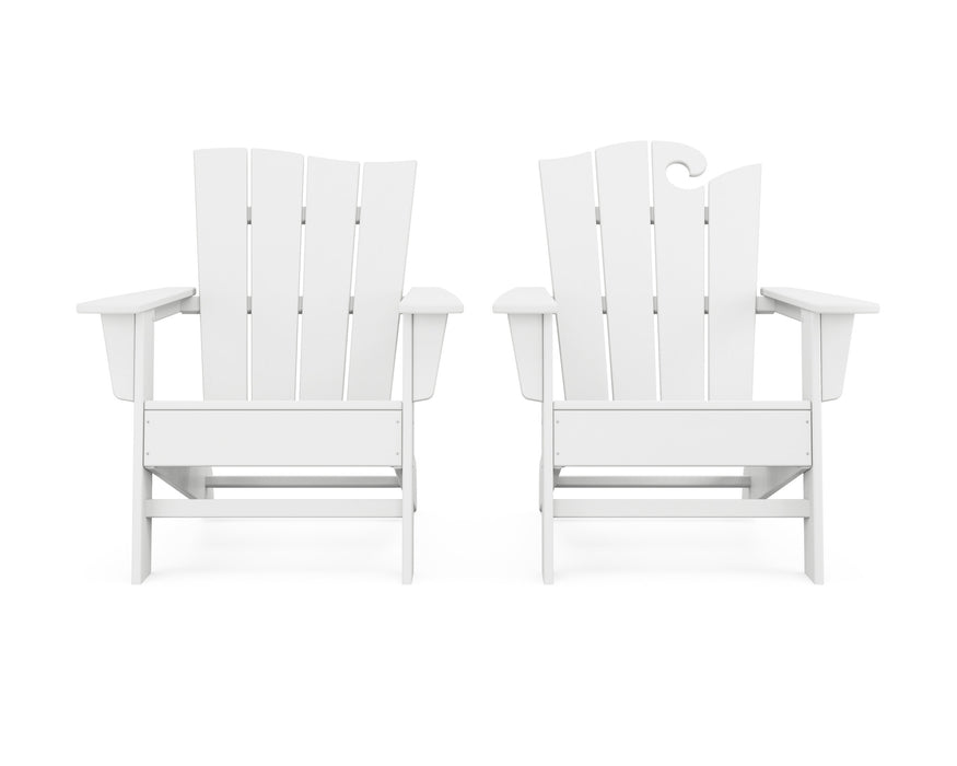 POLYWOOD Wave 2-Piece Adirondack Set with The Wave Chair Left in White