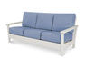 POLYWOOD Harbour Deep Seating Sofa in Vintage White with Cast Ocean fabric
