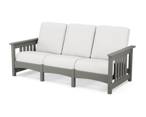 POLYWOOD Mission Sofa in Slate Grey with Natural Linen fabric