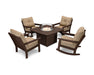 POLYWOOD Vineyard 5-Piece Deep Seating Rocking Chair Conversation Set with Fire Pit Table in