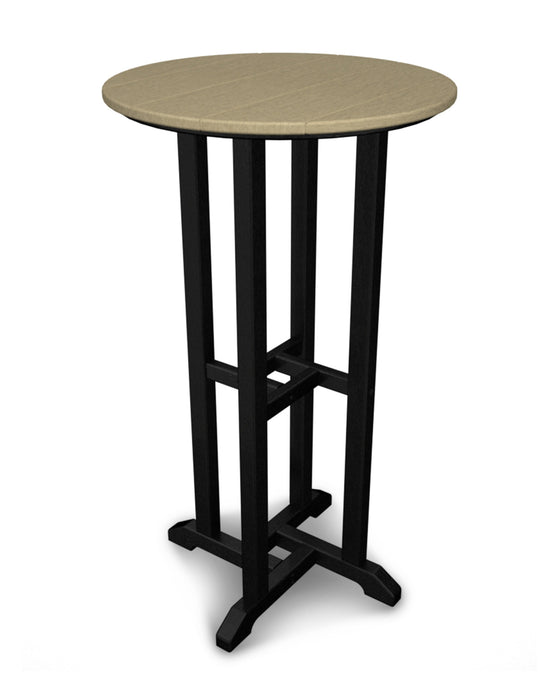 POLYWOOD Contempo 24" Round Bar Table in Black / Sand
