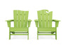 POLYWOOD Wave 2-Piece Adirondack Set with The Wave Chair Left in Lime