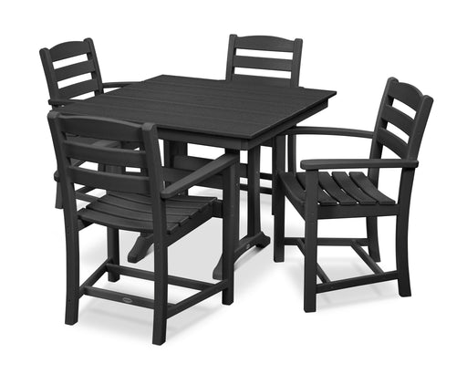 POLYWOOD La Casa Café 5-Piece Farmhouse Trestle Arm Chair Dining Set in Black