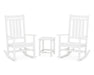 POLYWOOD Estate 3-Piece Rocking Chair Set with Long Island 18" Side Table in White
