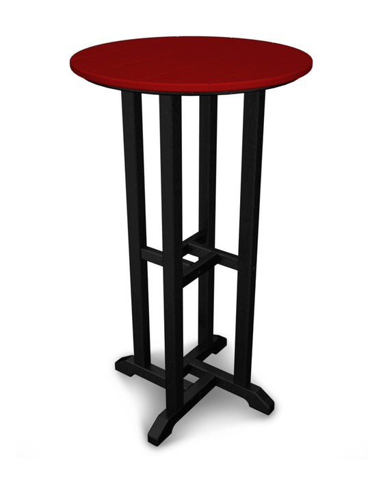 POLYWOOD Contempo 24" Round Bar Table in Black / Sunset Red