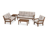 POLYWOOD Vineyard 5 Piece Deep Seating Set in Sand with Ash Charcoal fabric