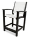 POLYWOOD Coastal Counter Chair in Black with White fabric