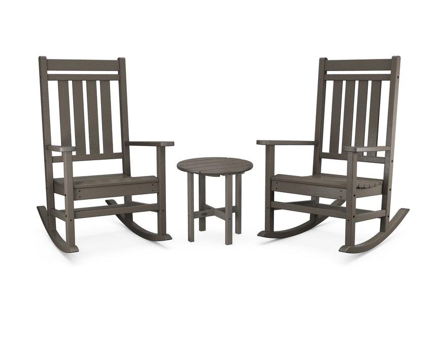 POLYWOOD Estate 3-Piece Rocking Chair Set in Vintage Coffee