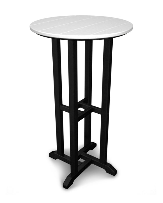 POLYWOOD Contempo 24" Round Bar Table in Black/ White