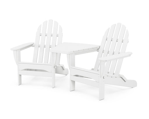 POLYWOOD Classic Folding Adirondacks with Connecting Table in White