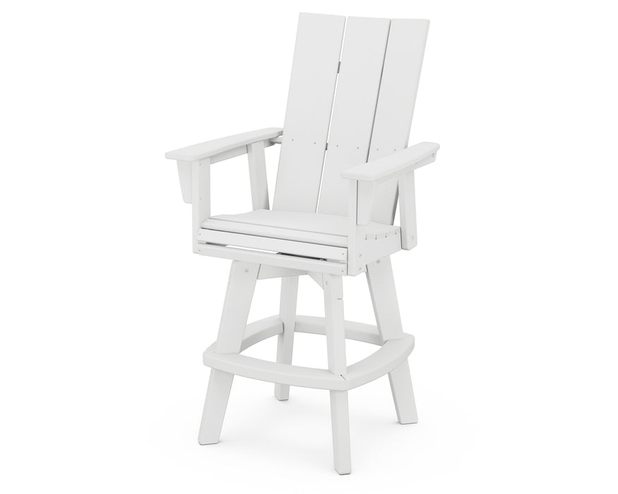 POLYWOOD Modern Curveback Adirondack Swivel Bar Chair in White