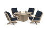 POLYWOOD Braxton 5-Piece Deep Seating Swivel Conversation Set with Fire Pit Table in