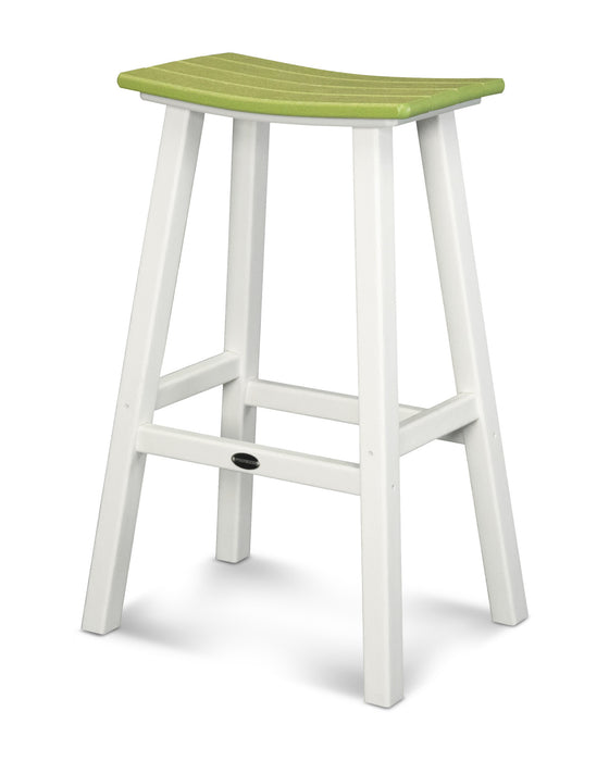 POLYWOOD® Contempo 30" Saddle Bar Stool in White / Lime