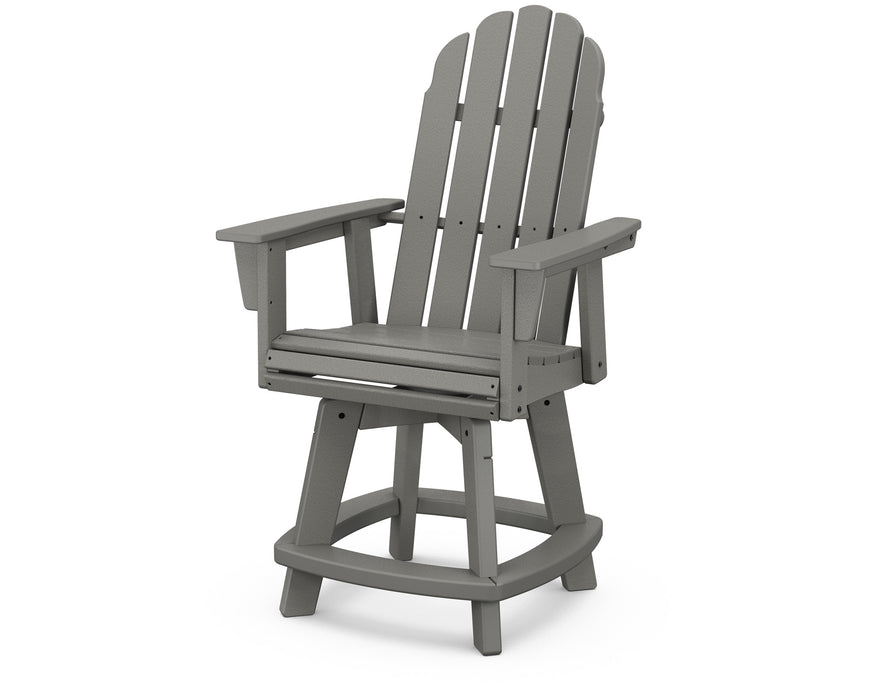 POLYWOOD Vineyard Curveback Adirondack Swivel Counter Chair in Slate Grey