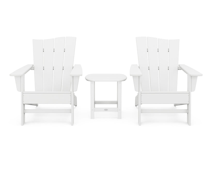 POLYWOOD Wave 3-Piece Adirondack Chair Set in White