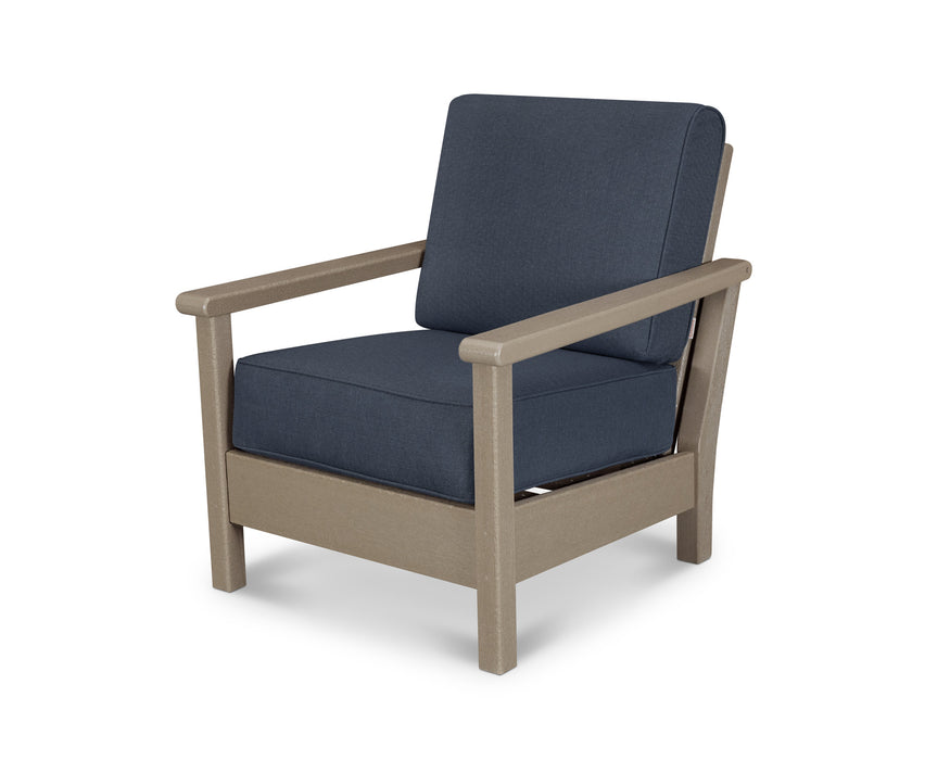 POLYWOOD Harbour Deep Seating Chair in Teak with Dune Burlap fabric