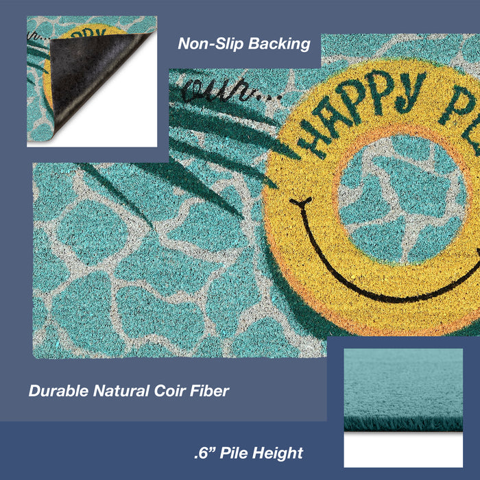 Liora Manne Natura This Is Our Happy Place Outdoor Mat Aqua