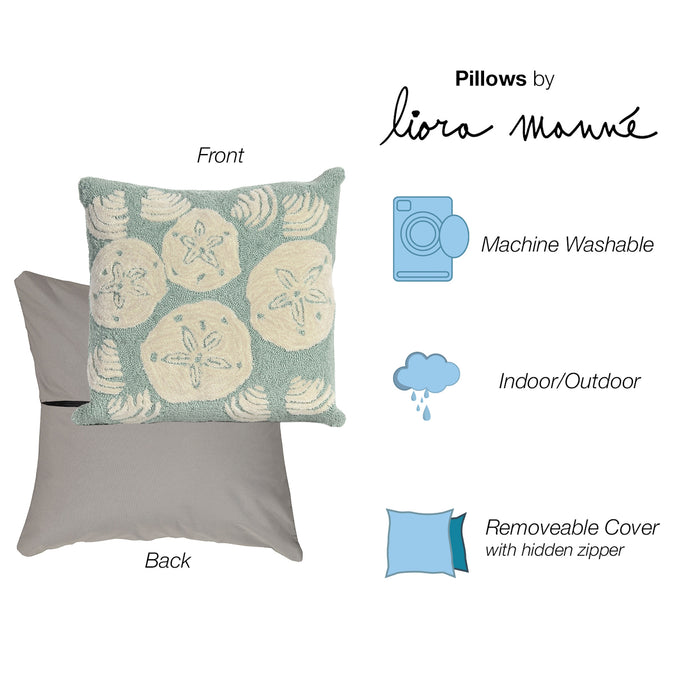 Liora Manne Frontporch Shell Toss Indoor/Outdoor Pillow Aqua