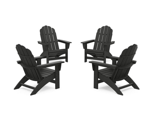POLYWOOD® 4-Piece Vineyard Grand Adirondack Chair Conversation Set in Black