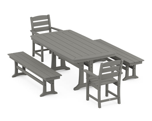 POLYWOOD Lakeside 5-Piece Dining Set with Trestle Legs in Slate Grey