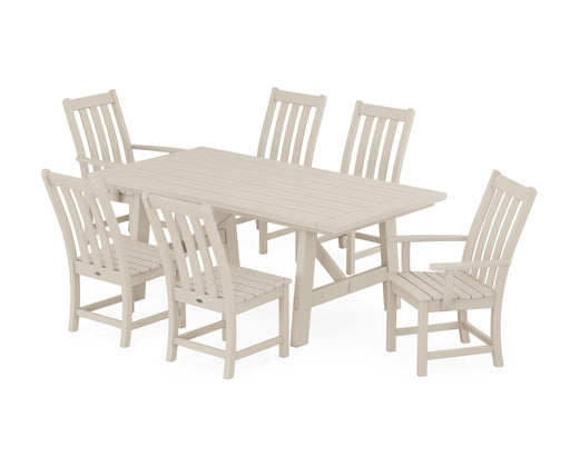 POLYWOOD Vineyard 7-Piece Rustic Farmhouse Dining Set in Sand