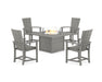 POLYWOOD® Quattro 4-Piece Upright Adirondack Conversation Set with Fire Pit Table in Teak