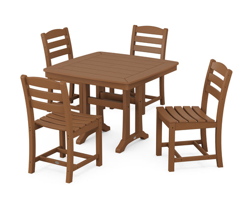 POLYWOOD La Casa Café Side Chair 5-Piece Dining Set with Trestle Legs in Teak
