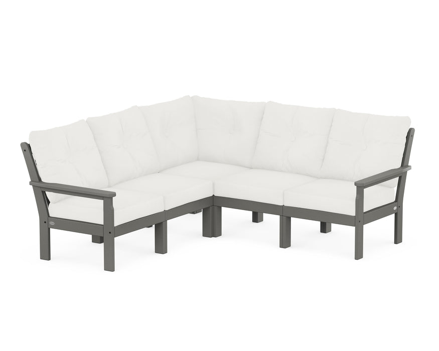 POLYWOOD Vineyard 5-Piece Sectional in Slate Grey with Natural Linen fabric
