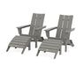 POLYWOOD Modern Folding Adirondack Chair 4-Piece Set with Ottomans in