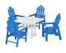 POLYWOOD Long Island 5-Piece Farmhouse Dining Set With Trestle Legs in Pacific Blue
