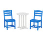 POLYWOOD La Casa Café Side Chair 3-Piece Round Dining Set in Pacific Blue