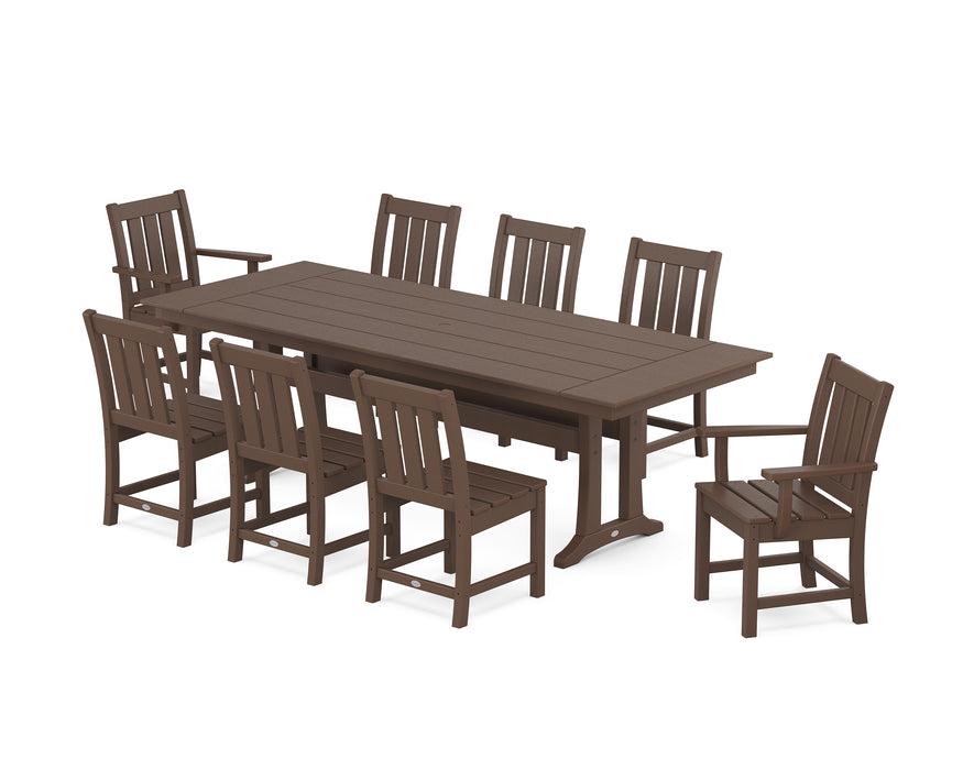 POLYWOOD® Oxford 9-Piece Farmhouse Dining Set with Trestle Legs in Sand
