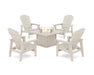 POLYWOOD® 5-Piece Nautical Grand Upright Adirondack Conversation Set with Fire Pit Table in Sand