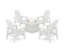 POLYWOOD® 5-Piece Vineyard Grand Upright Adirondack Conversation Set with Fire Pit Table in White