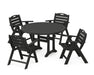 POLYWOOD Nautical Lowback 5-Piece Round Dining Set With Trestle Legs in Black