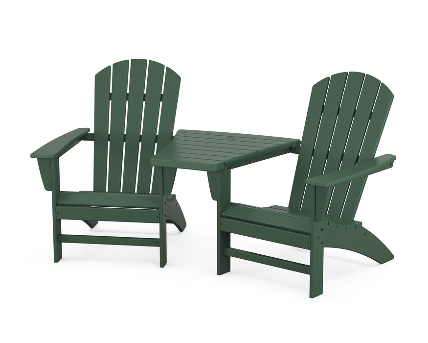 POLYWOOD Nautical 3-Piece Adirondack Set with Angled Connecting Table in Green