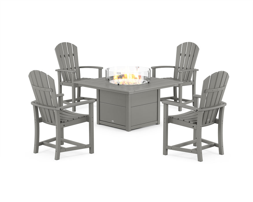 POLYWOOD® Palm Coast 4-Piece Upright Adirondack Conversation Set with Fire Pit Table in Slate Grey