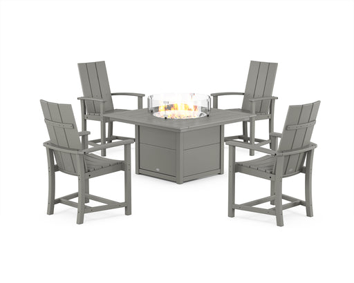 POLYWOOD® Modern 4-Piece Upright Adirondack Conversation Set with Fire Pit Table in Black